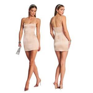 Retrofete Cosmo Mini Dress Underwire Satin Party Cocktail Spring Preppy Hoco XL